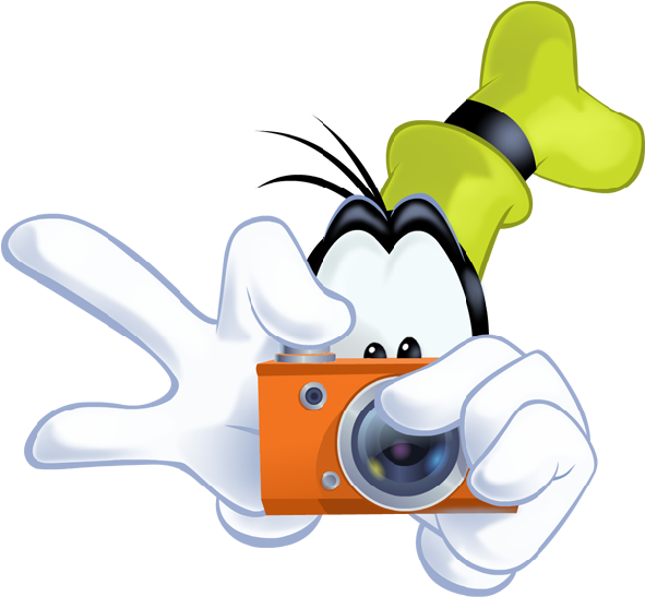 Goofy Disney Cartoon Clipart Alice In Wonderland Flowers - Disney Characters With Camera - Png Download (600x600), Png Download