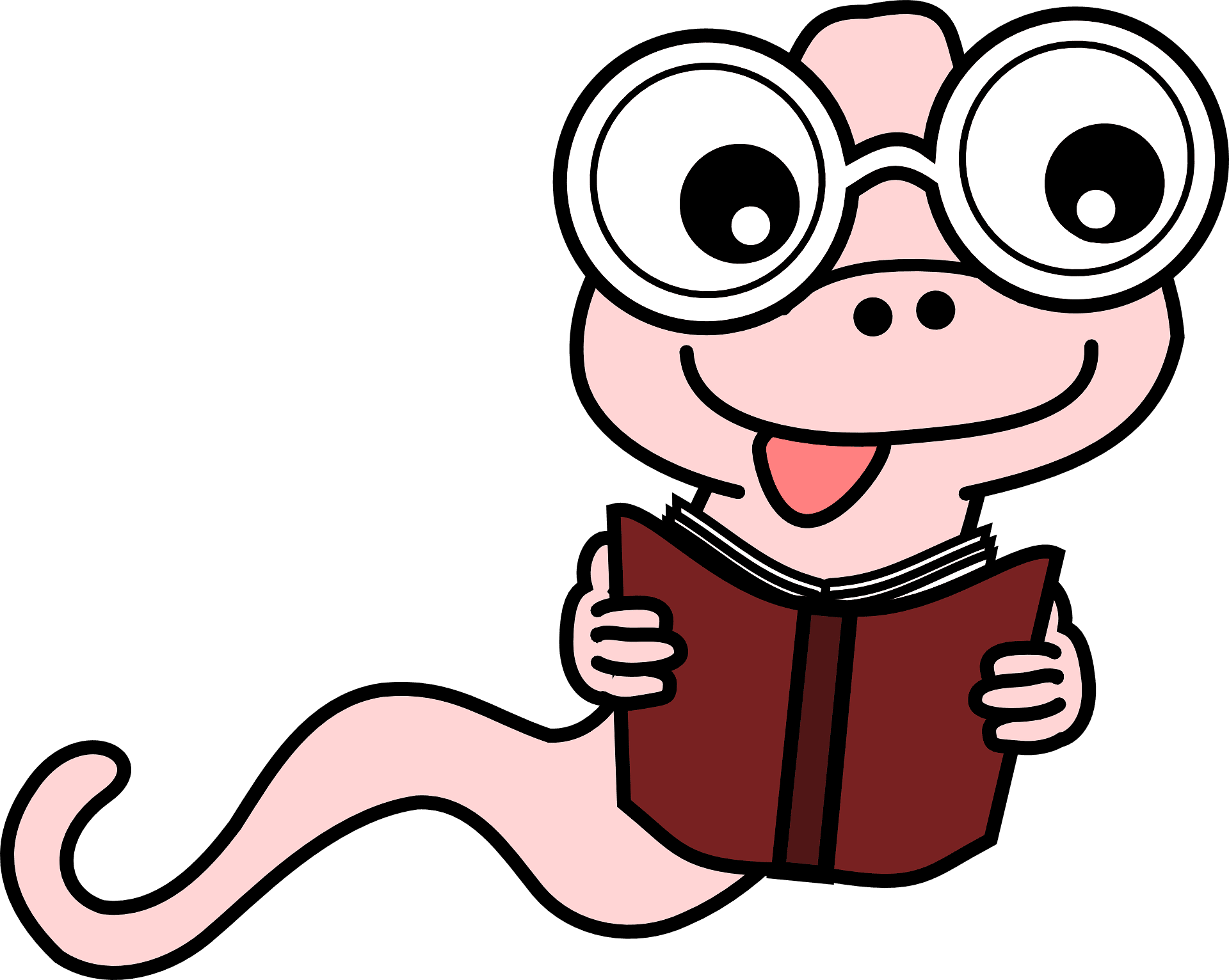 Clip Art Worm 15 Coloring Book Colouring Wall - Reading Cartoon No Background - Png Download (1331x1062), Png Download