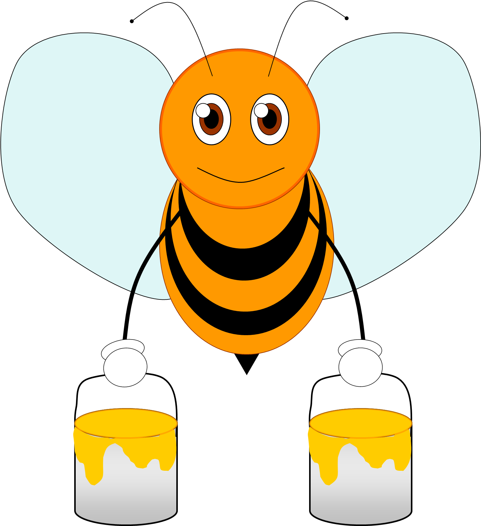 Moving Honey Bee Clipart - Orange Honey Bee Clipart - Png Download (1570x1695), Png Download