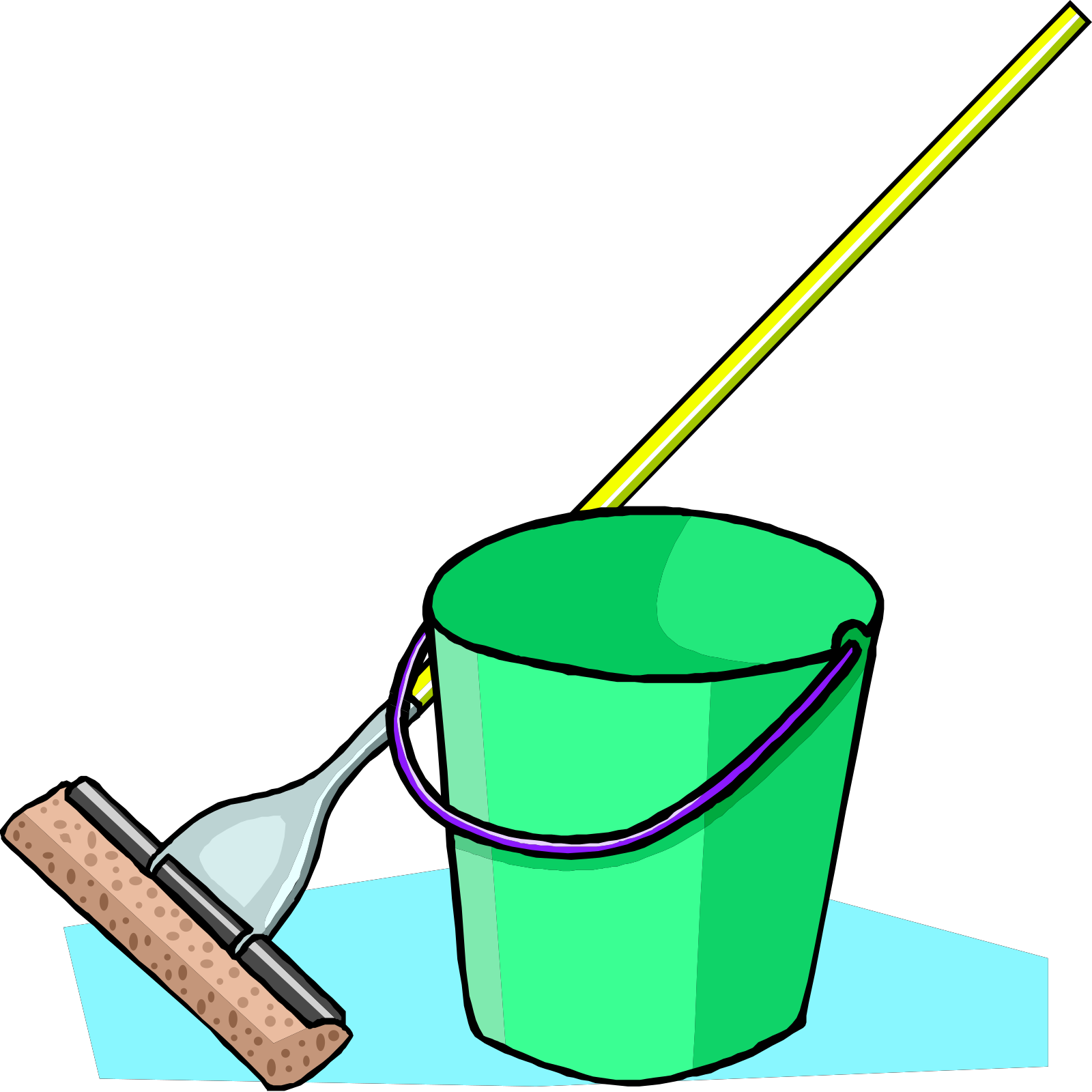 Bucket Clip Art - Cartoon Mop And Bucket - Png Download (600x593), Png Download