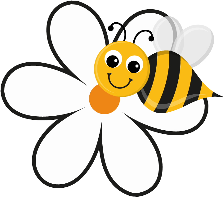 Sunflower Clipart Busy Bee - Cartoon Bee On A Flower - Png Download (753x672), Png Download
