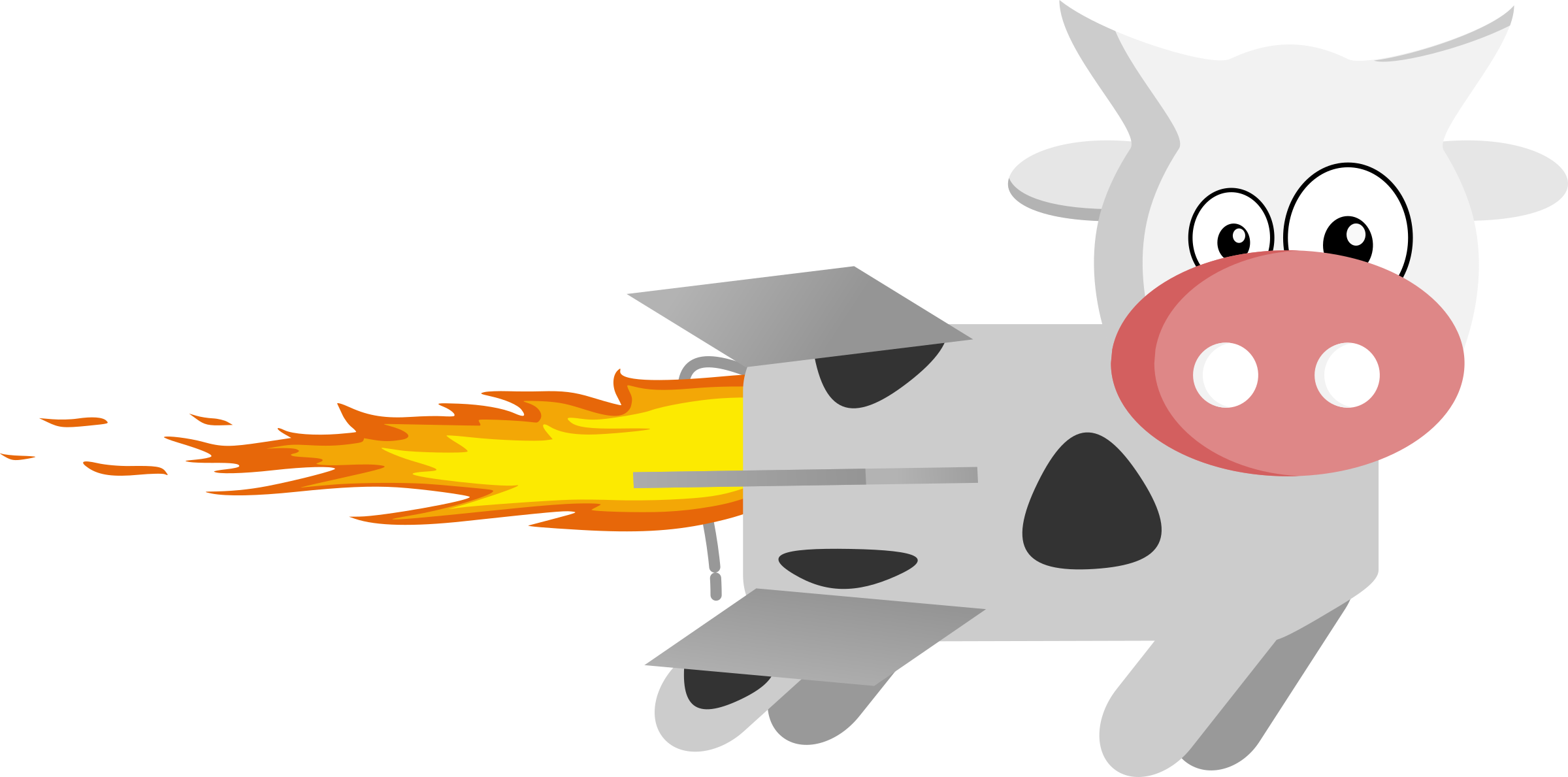 Clipart - Rocket Cow - Png Download (2400x1189), Png Download