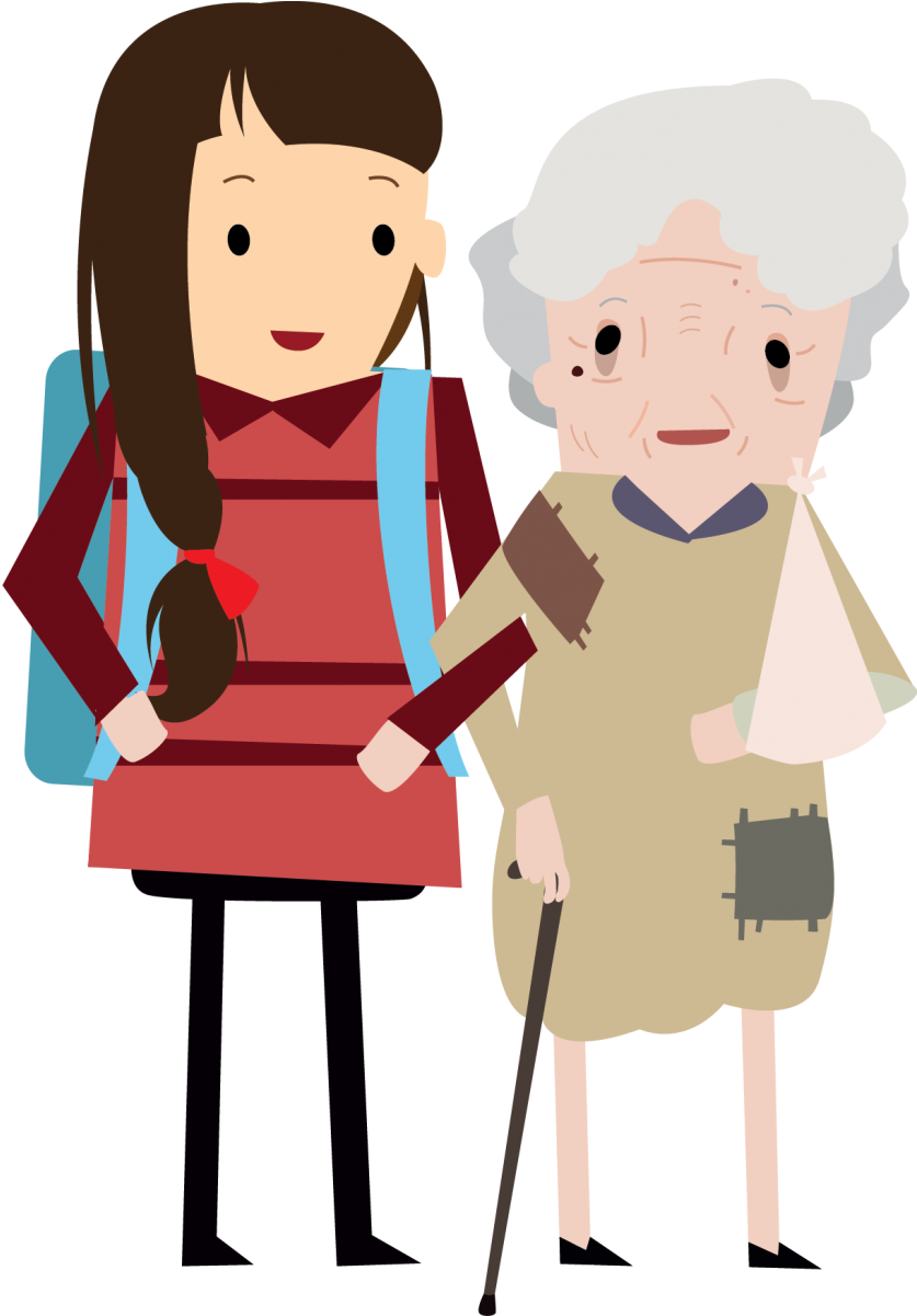 Philipines Clipart International Student - Cartoon Student And Elderly - Png Download (853x1200), Png Download
