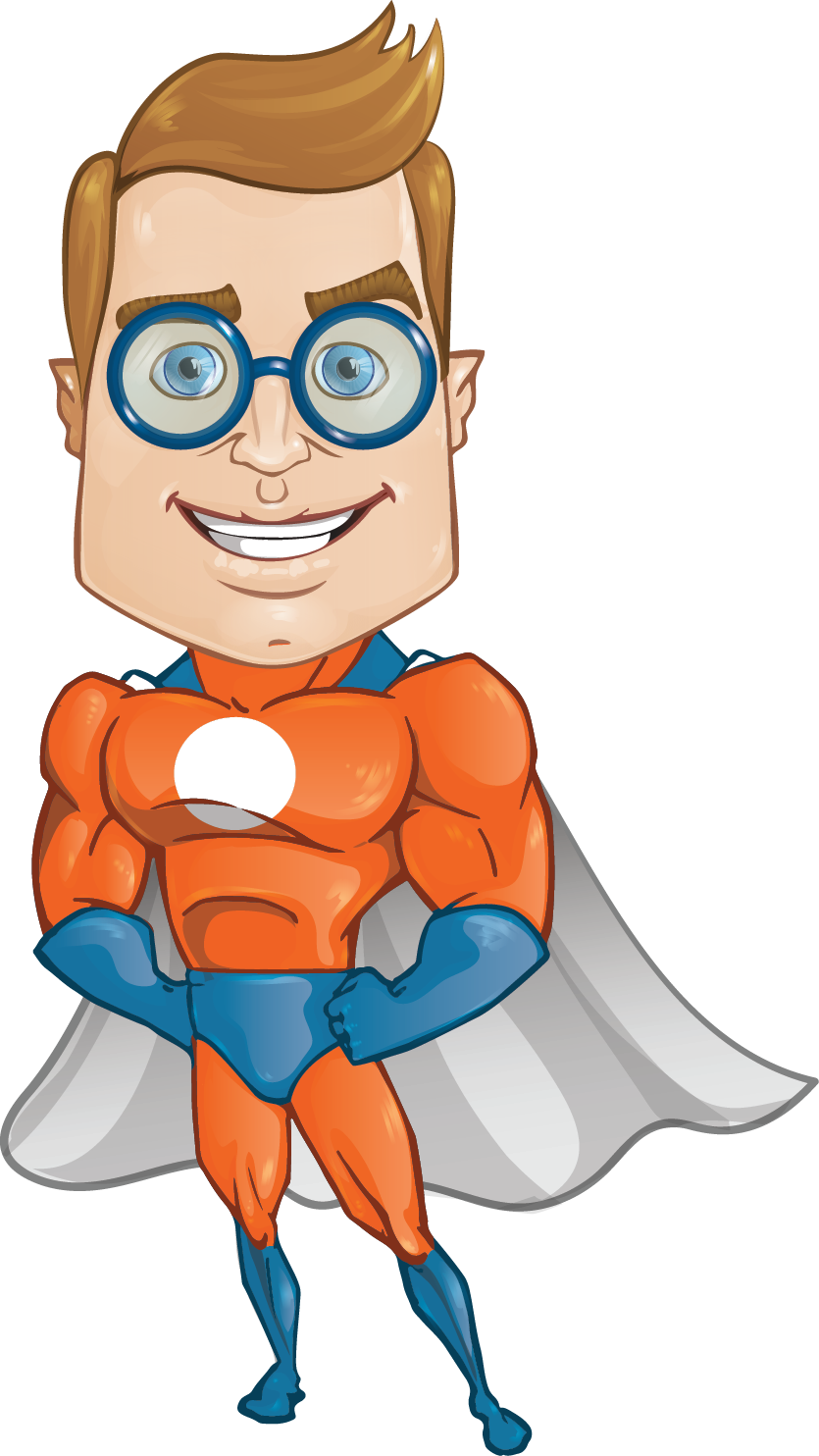 Superhero - Superhero With Glasses Cartoon Clipart (835x1484), Png Download