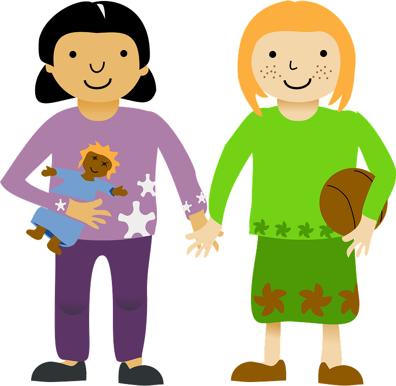 2 Girls Cliparts - Old Generation And New Generation - Png Download (600x584), Png Download