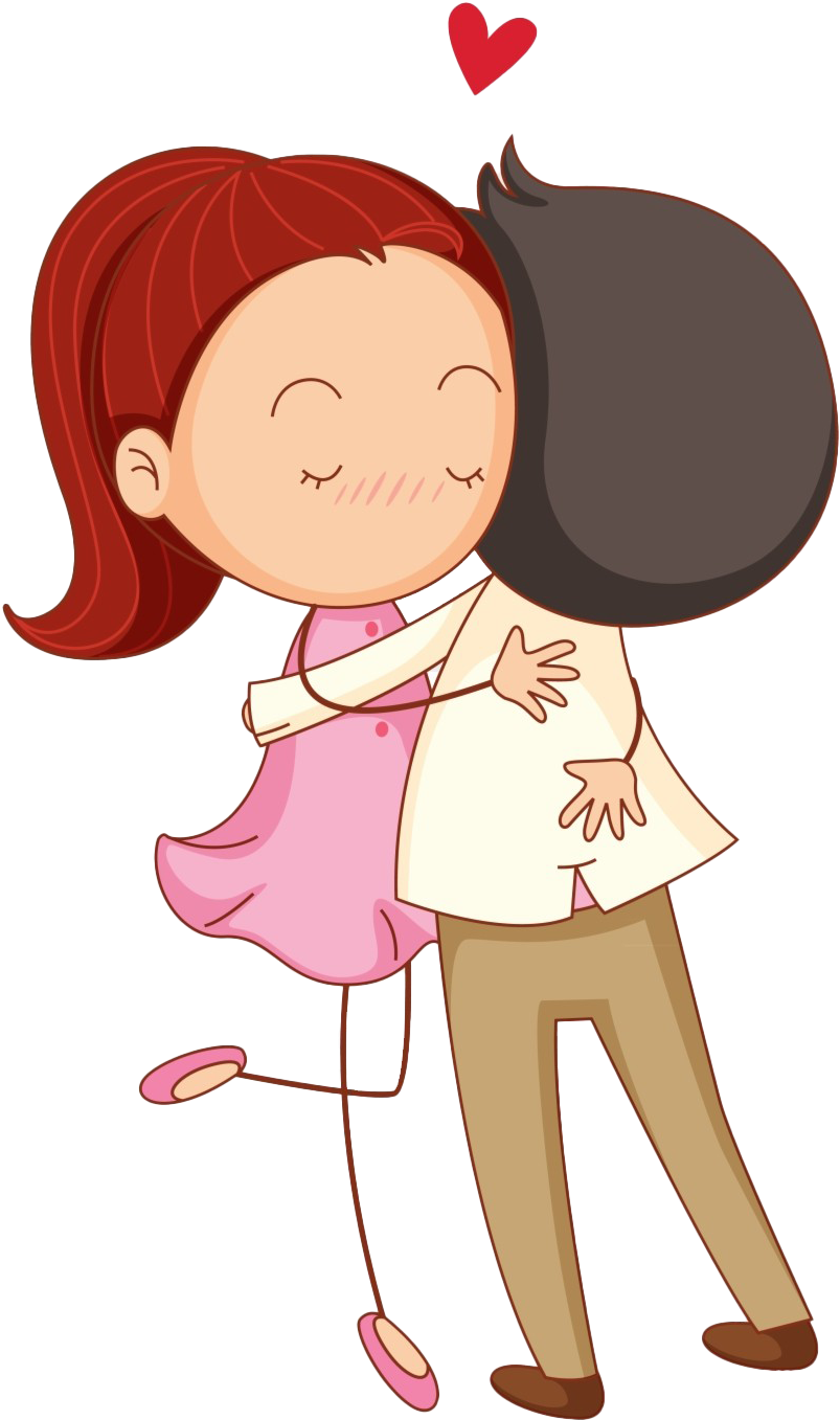 Cartoon Couples Hugging Clipart - Boy And Girl Hugging Cartoon - Png Download (480x820), Png Download