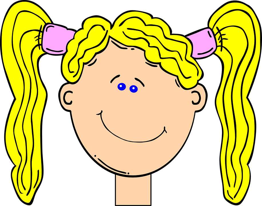 Happy Blonde Girl With Pig Tails Clip Art At Clker - Clipart Frown - Png Download (916x720), Png Download
