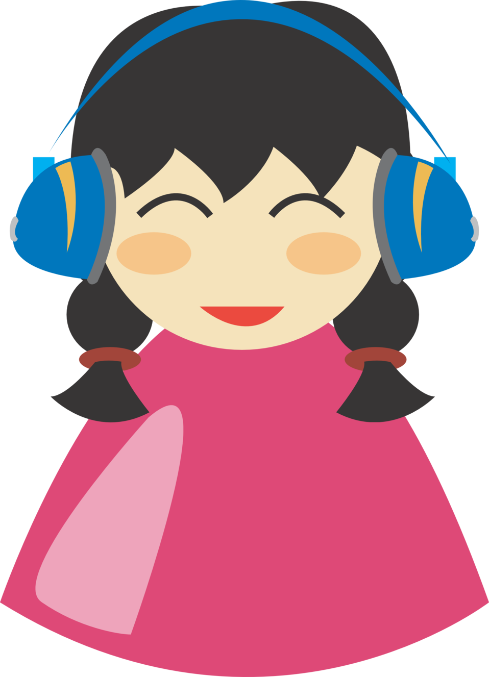 Cute Girl With Headphone - Person With Headphones Clipart - Png Download (958x1327), Png Download