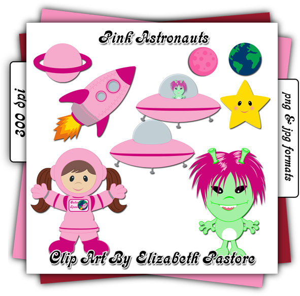 Outer Space Clip Art In Pink Night Kids, Pink Color - Spacecraft - Png Download (600x600), Png Download