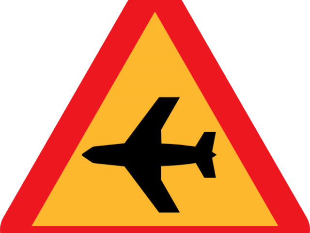 Road Clipart Airplane - Varning För Lågt Flygande Plan - Png Download (640x480), Png Download