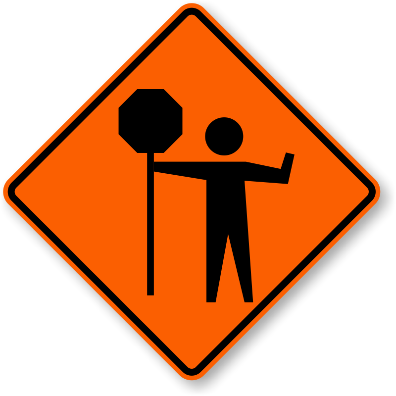 Caution Clipart Road Work Sign - Flagger Ahead Construction Sign - Png Download (800x800), Png Download