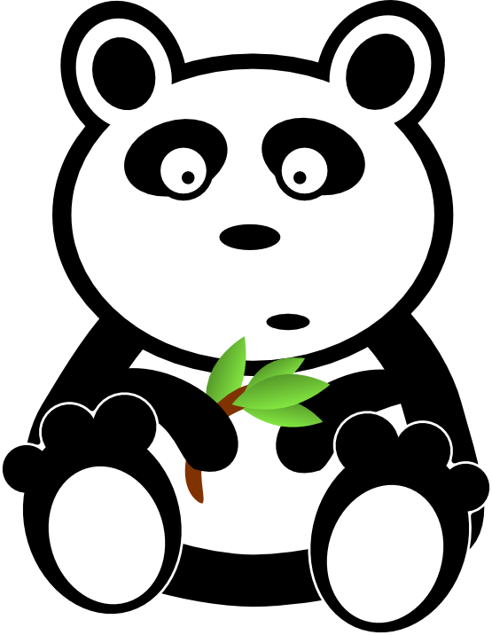 Panda Clipart Black And White Png Transparent Png (542x700), Png Download