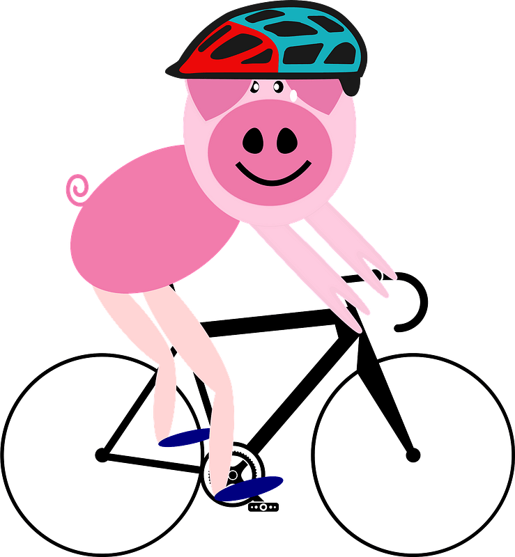 Road Bicycle Cycling Art Bike Mountain Bike - Cycling Pig Clipart (693x750), Png Download