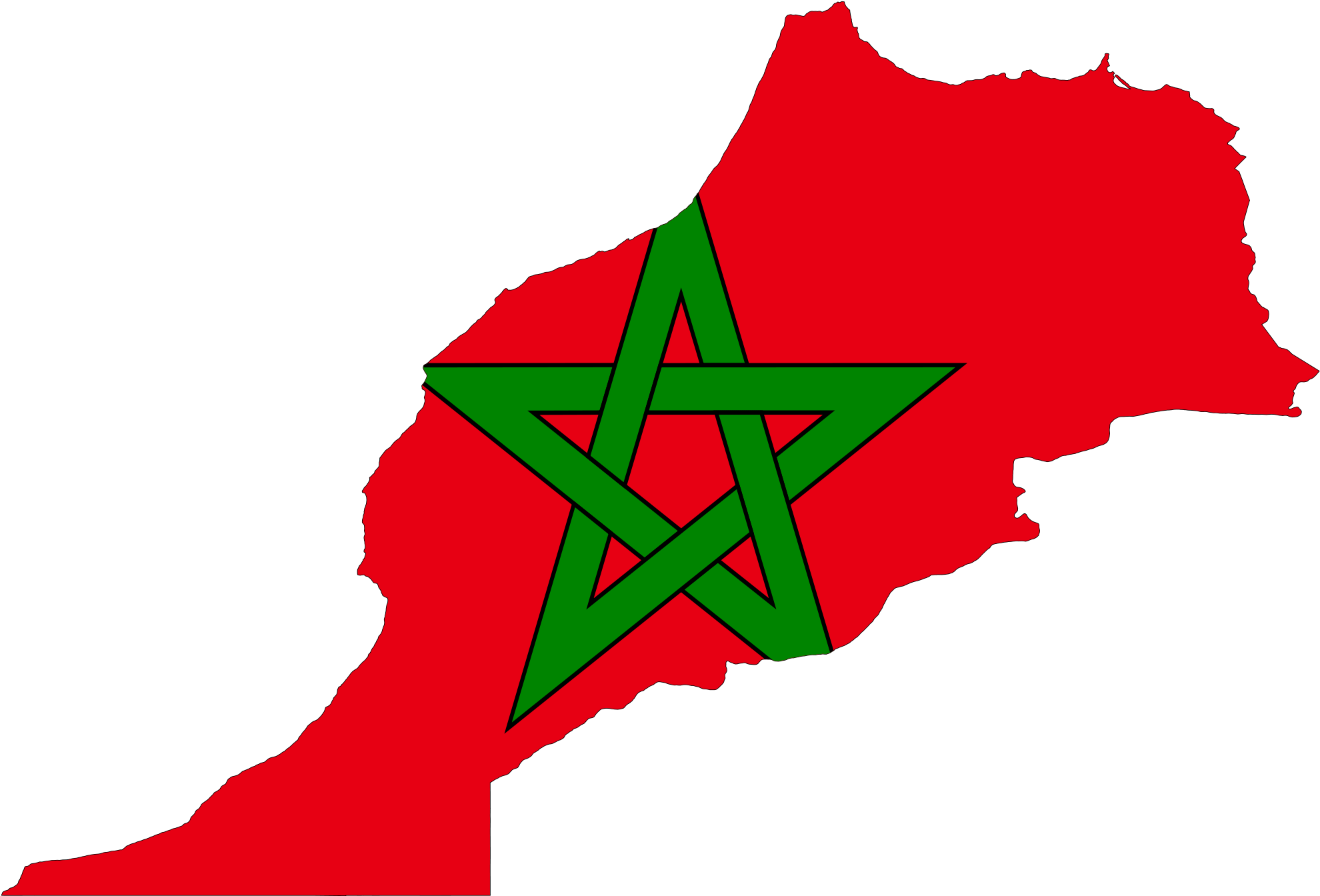 Morocco Flag Map Clipart (2048x1384), Png Download