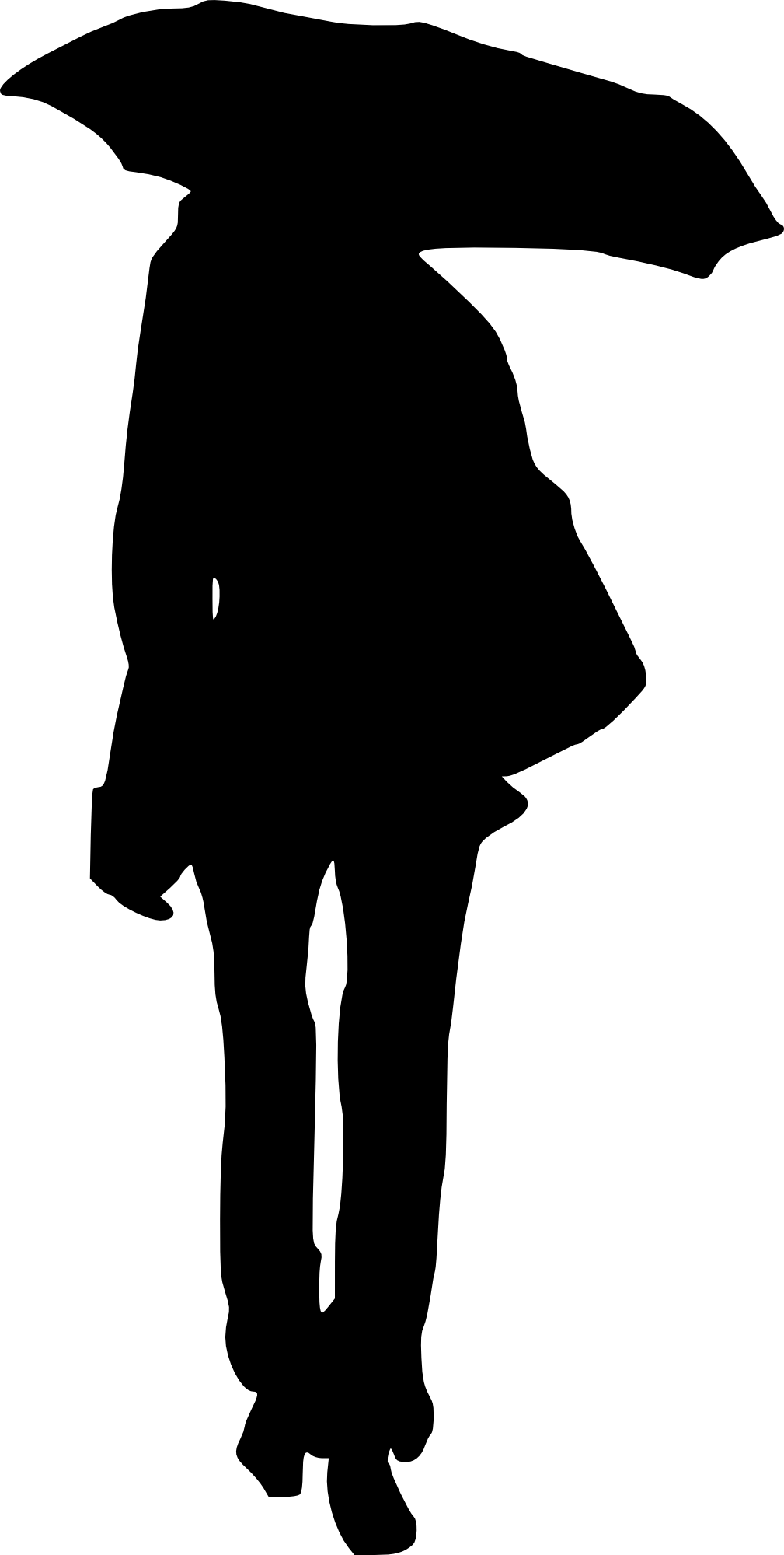 Sea Life Silhouette - Black Person With Umbrella Clip Art - Png Download (1009x2000), Png Download