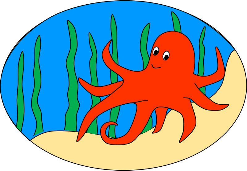 Octopus Free To Use Cliparts - Cartoon Octopus In Sea - Png Download (800x554), Png Download
