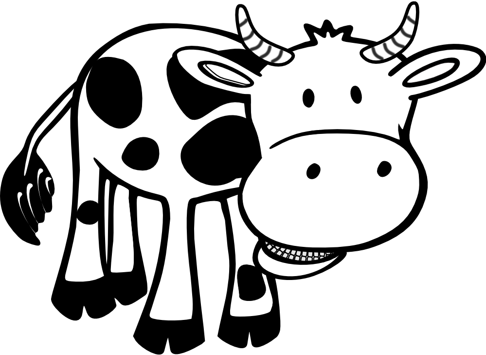 Cow Black White Line Hunky Dory Svg Colouringbook - Clean / Dirty (cow Black & White) 2.25" Magnet Clipart (999x729), Png Download
