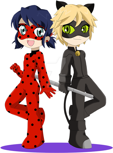 Miraculous Ladybug And Cat Noir Adventures - Ladybug And Cat Noir Clipart - Png Download (500x710), Png Download