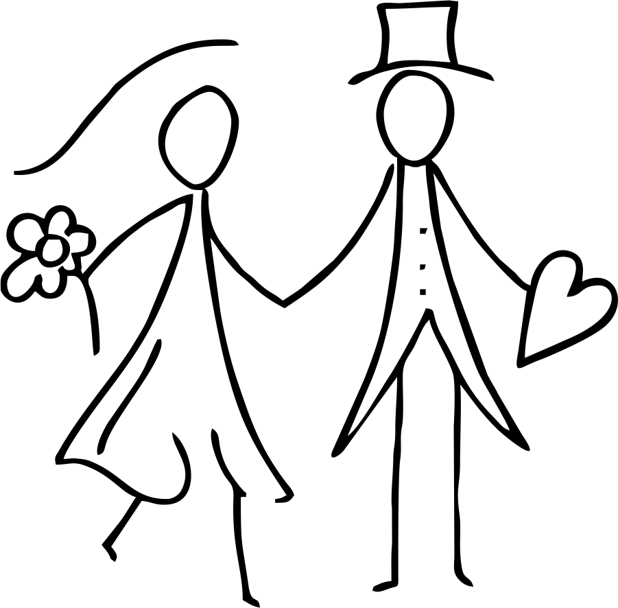 29 - Novios Caricatura Blanco Y Negro Clipart (901x886), Png Download