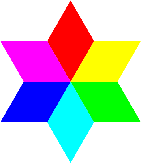6 Color Diamond Hexagram Png Images - 6 Color Clipart (600x600), Png Download