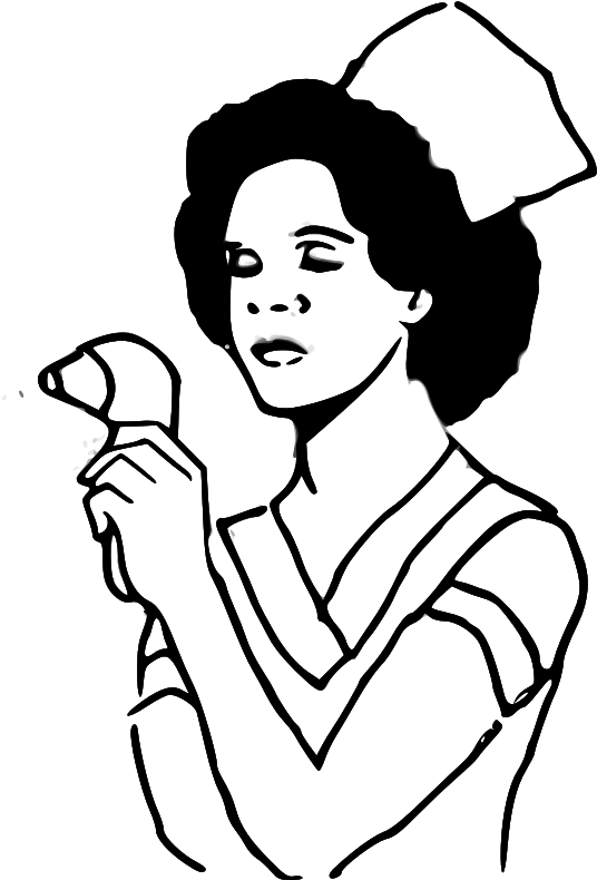 Clipart - Nurse Vitals - Black And White Cartoon Of Nurse - Png Download (800x800), Png Download