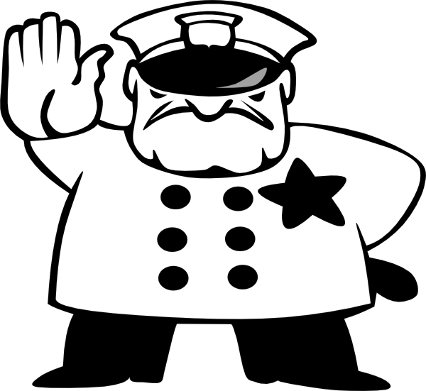 Officer Black And White Panda Free - Black And White Police Clipart (600x551), Png Download