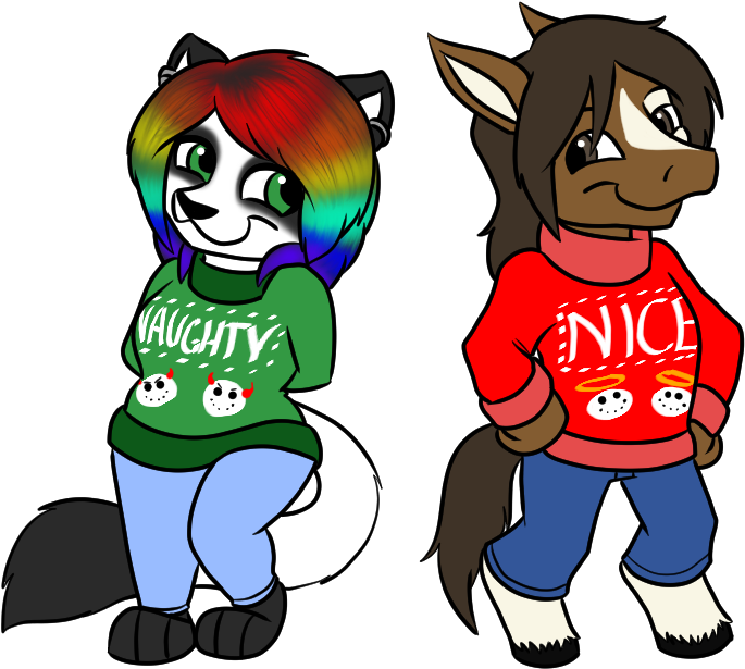 Naughty N' Nice By Dourdoofus - Cartoon Clipart (752x630), Png Download