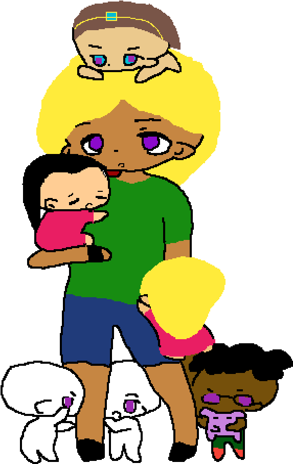 Mom And Kids Fighting - Cartoon Clipart (1000x1000), Png Download