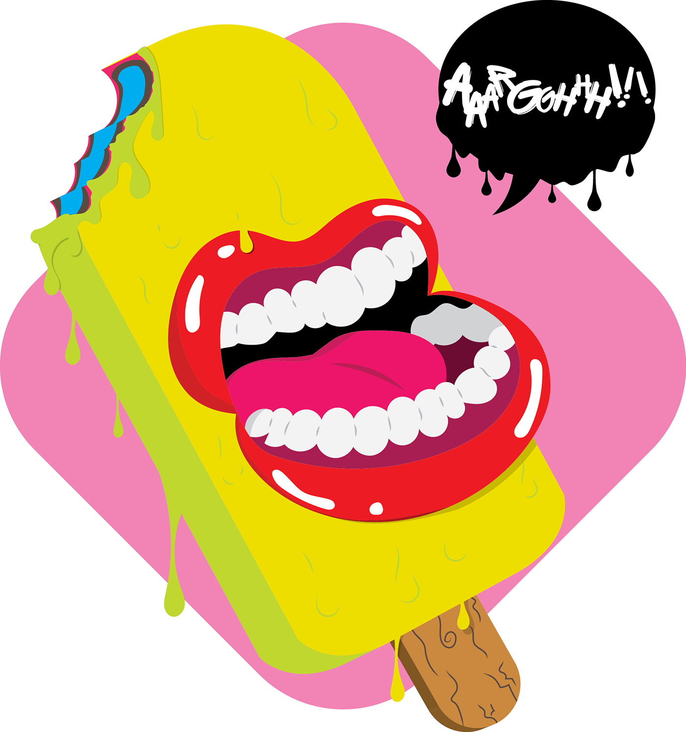 Tongue Clip Fun Vector Black And White - Ice Cream, I Scream - Png Download (1400x1493), Png Download