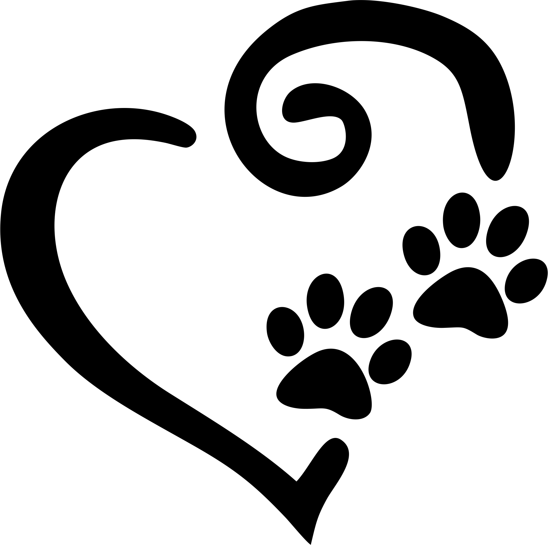 Download Download Swirly Heart With Paw Prints Decal Window Sticker ...