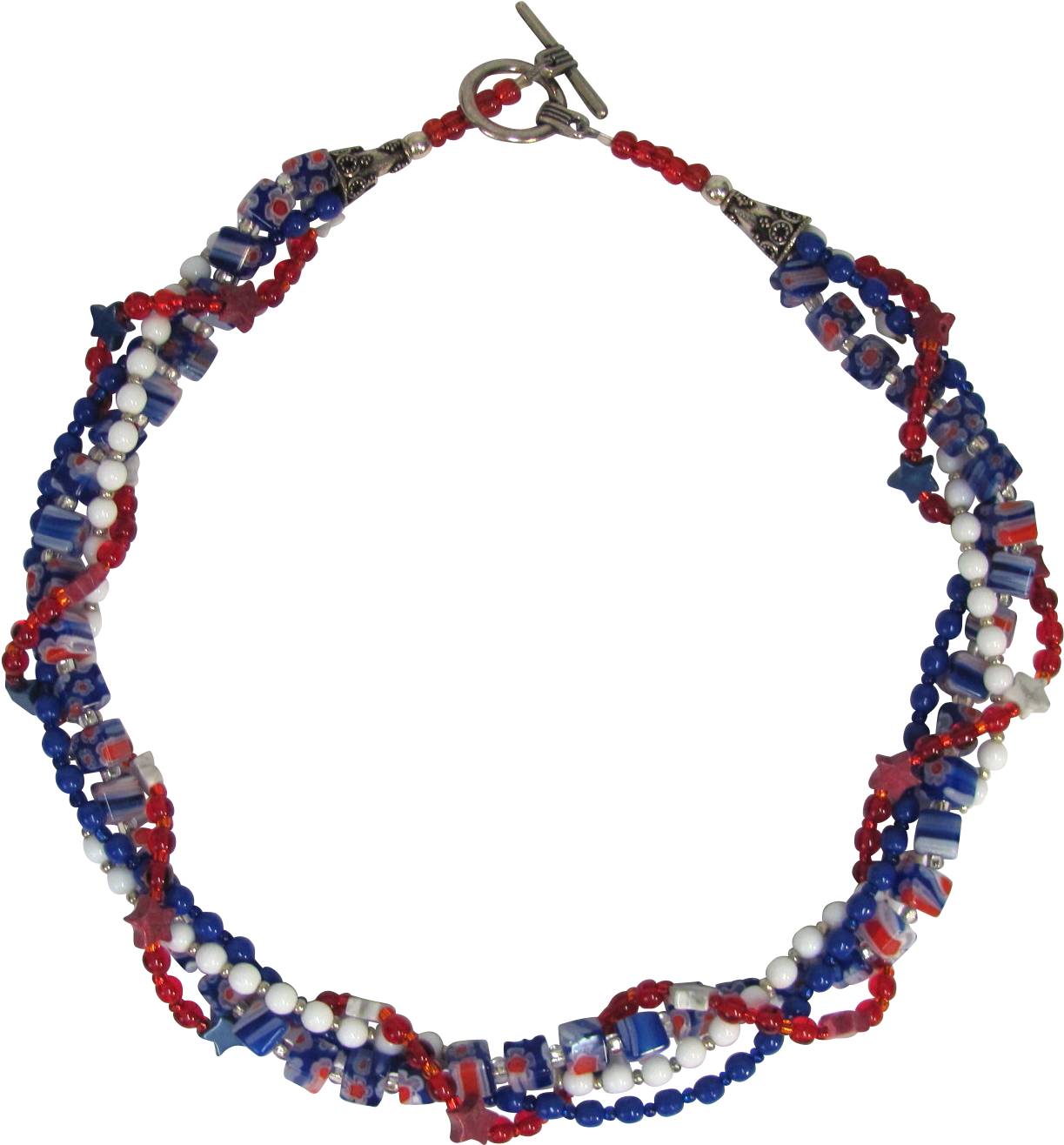 Red White And Blue Multiple Strand Twisted Choker With - Necklace Clipart (1315x1315), Png Download