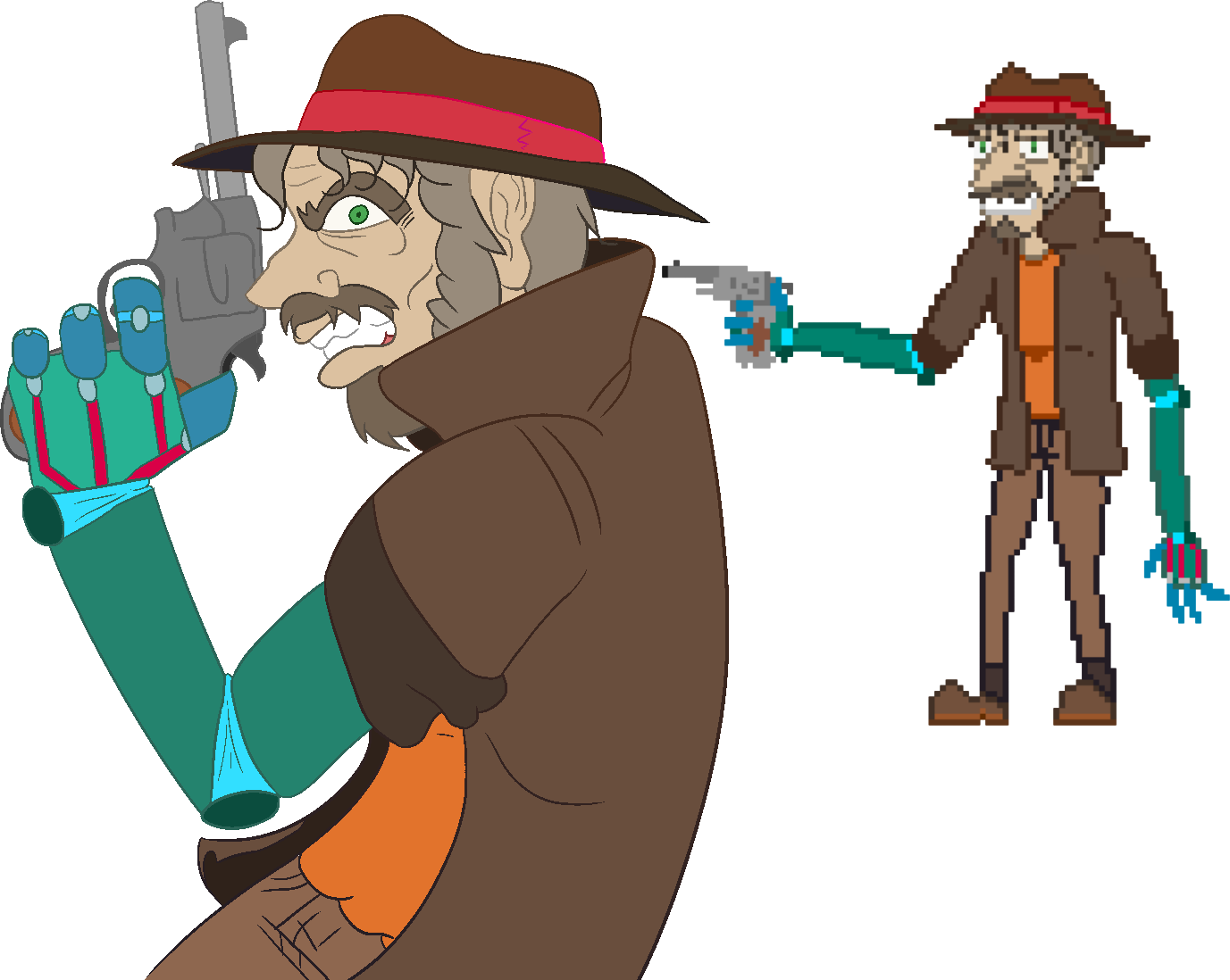 Author Comments - Robo-cowboy Clipart (1377x1098), Png Download