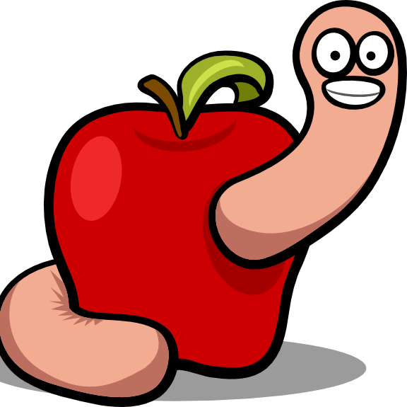 The Rotten Apple - Apple Worm Cartoon Clipart (576x575), Png Download