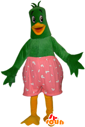 Bird Mascot, Green And Yellow Duck With Pink Underpants - Pajaro En Calzoncillos Clipart (600x600), Png Download
