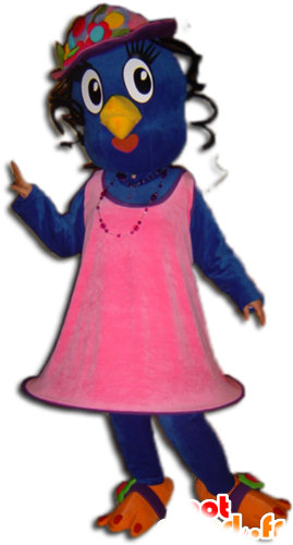 Bluebird Mascot Dressed Yellow And A Pink Dress - Cartoon Clipart (600x600), Png Download