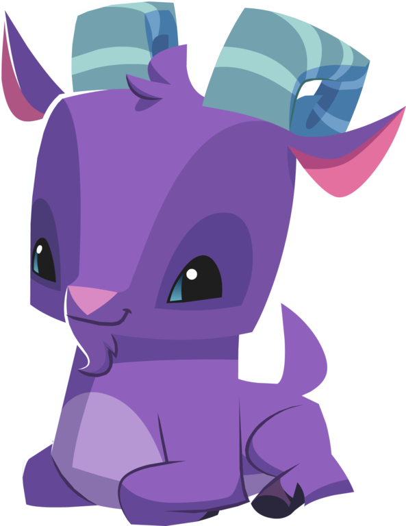 Goat Sitting Purple - Animal Jam Goat Png Clipart (593x768), Png Download