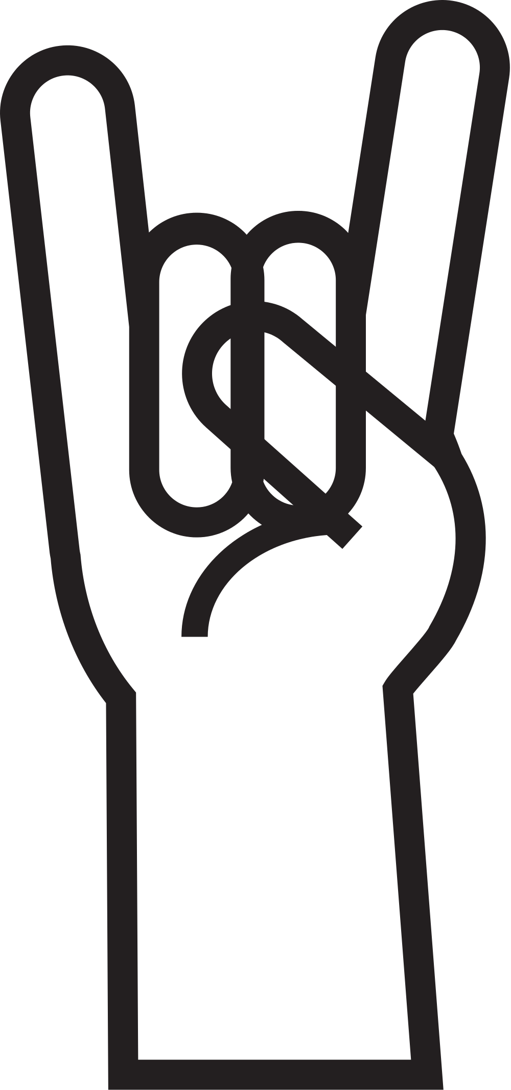 Open - Wall Sticker Rock Hand Sign Clipart (1000x2135), Png Download