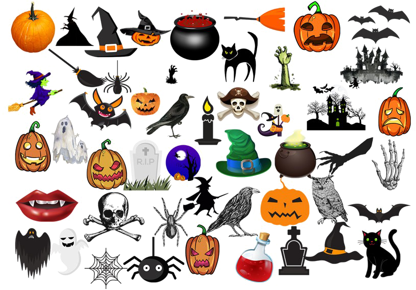 Halloween Elements Png Clipart - Cartoon Transparent Png (1000x667), Png Download