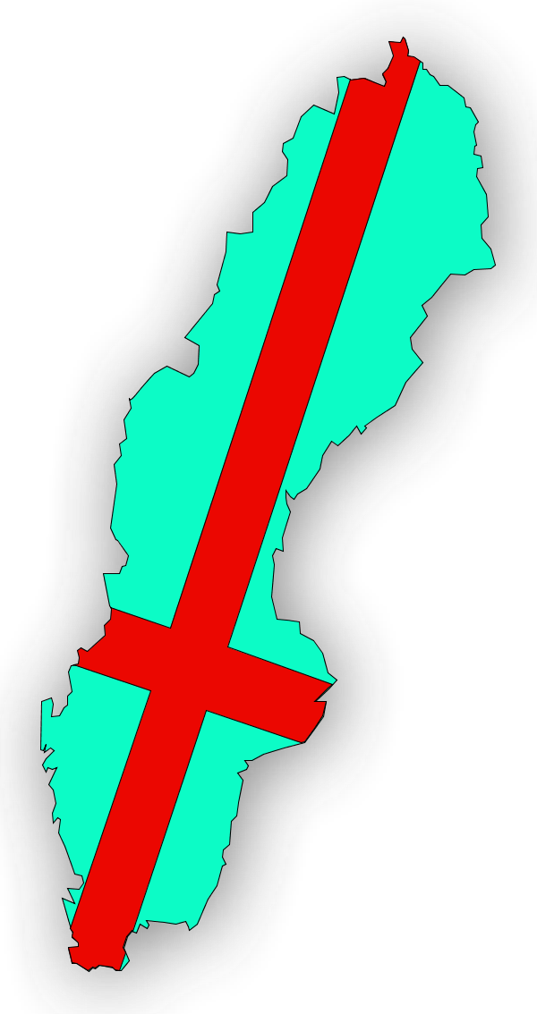 Sweden Flag In Map Vector Clip Art - Cross - Png Download (600x1134), Png Download