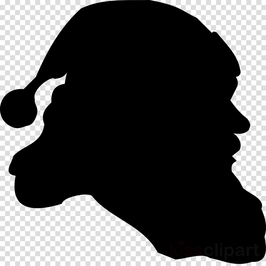 Santa Claus Head Silhouette Clipart (900x900), Png Download