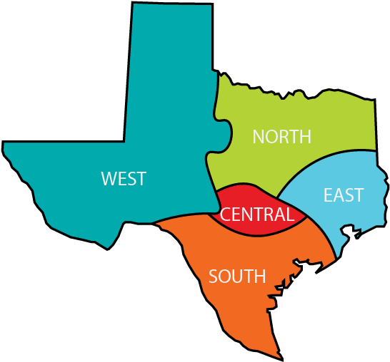 Central Texas - East Texas And West Texas Clipart (600x548), Png Download