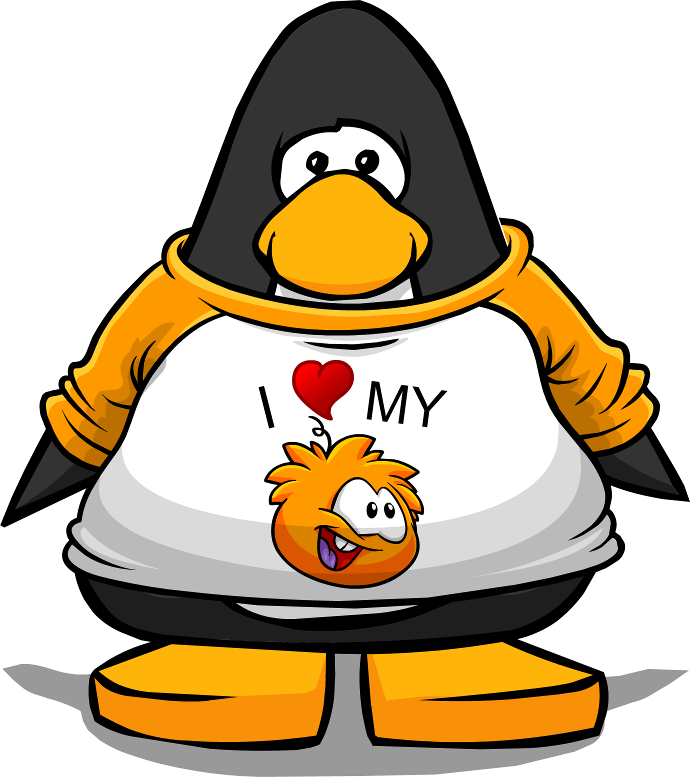 I Heart My Orange Puffle T-shirt Pc - Club Penguin Blue Lei Clipart (1380x1554), Png Download