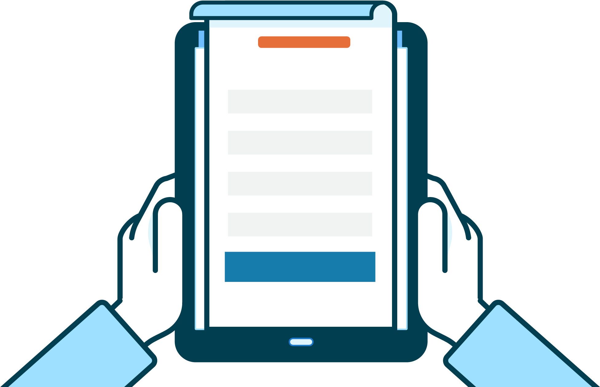 Hands Holding Tablet - Tablet Computer Clipart (2439x1267), Png Download