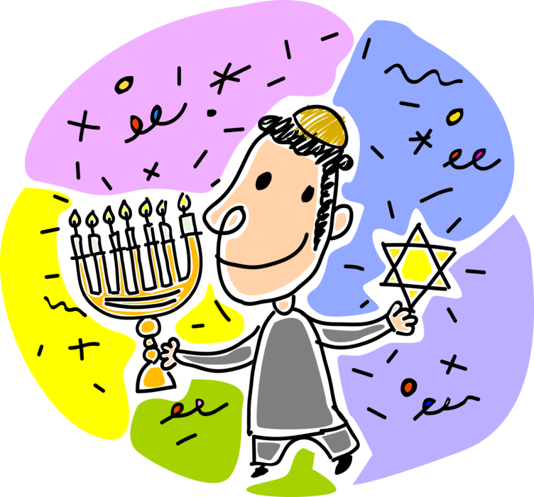 Jewish Boy In Synagogue With Vector Image - Cartoon Clipart (752x700), Png Download