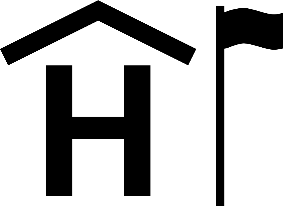 Building H With Roof And Flag Comments - Symbol Of Health Post Clipart (980x714), Png Download