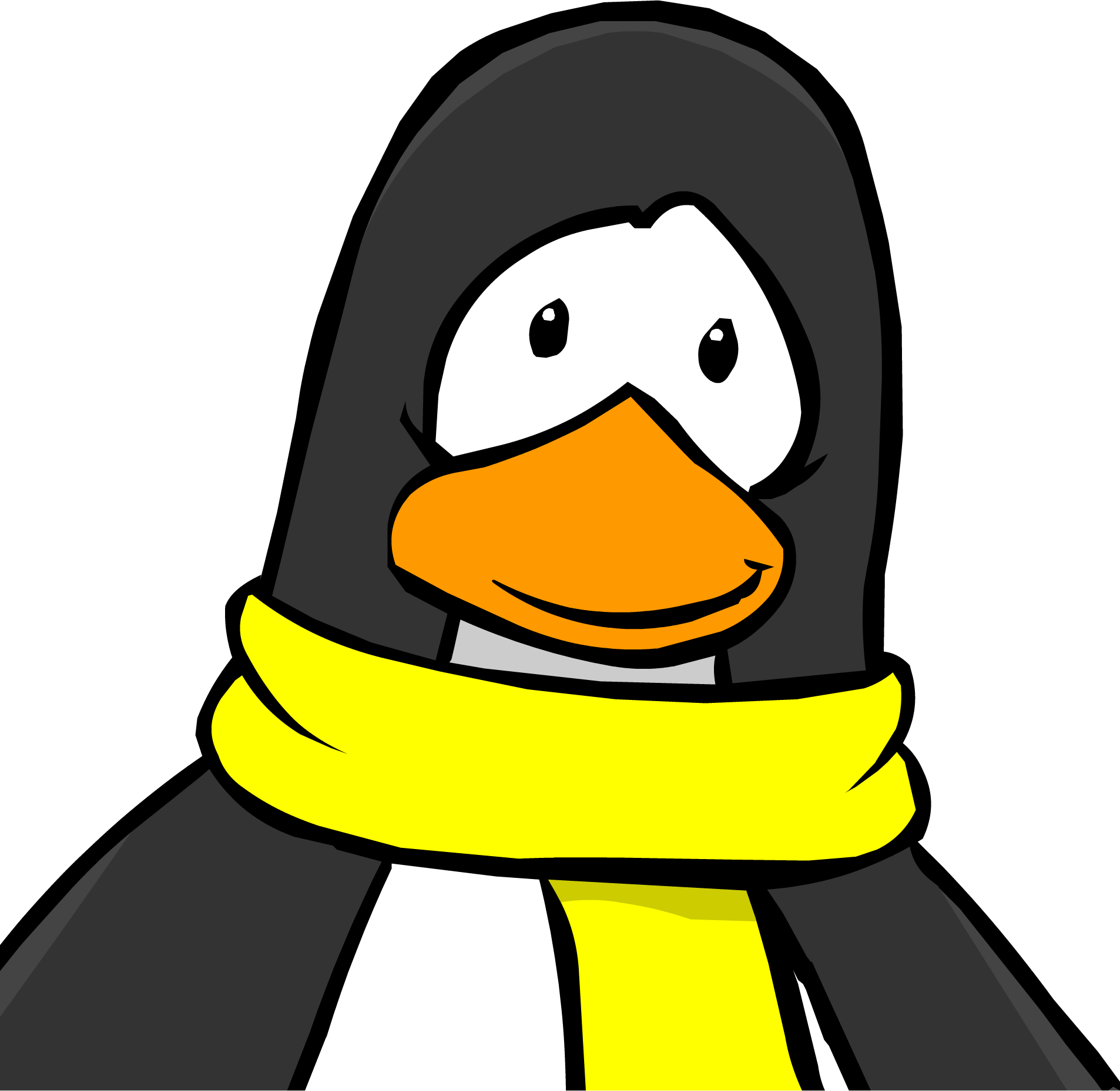 Black Penguin With Yellow Scarf 2005 Clipart (1906x1858), Png Download