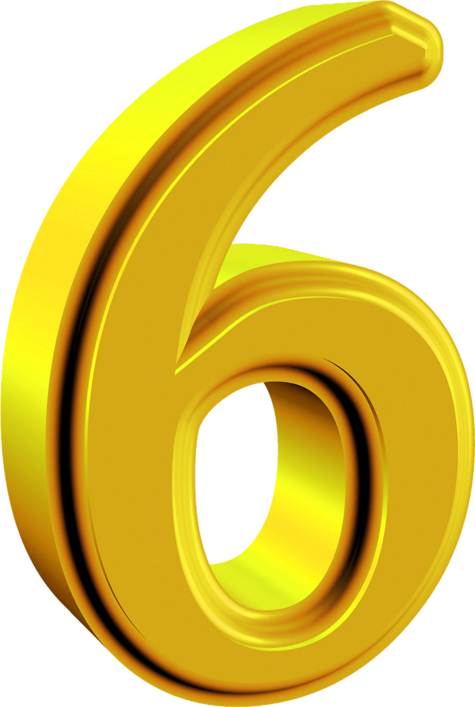 Numbers ‿✿⁀ - Цифра 6 Золотая Clipart (688x1024), Png Download