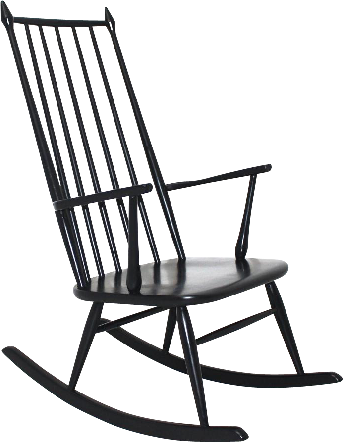 Black Scandinavian Rocking Chair 1960s - Tapiovaara Rocking Chair Fanett Clipart (892x892), Png Download