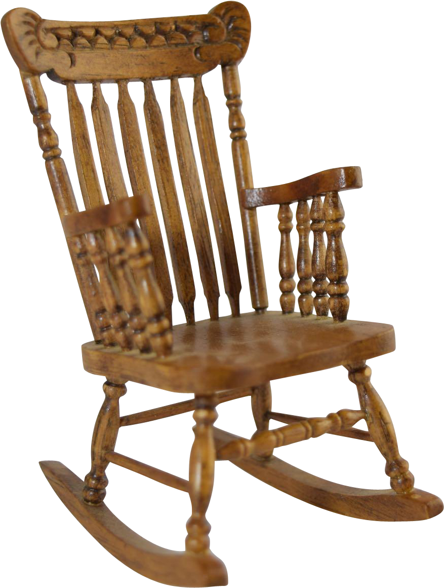 Vintage Miniature Dollhouse Pressed Back Type Spindle Rocking Chair