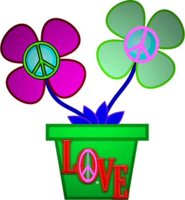 ☮❤ /jlb Love Signs, Peace Signs, 60s Art, Hippie Life - Flower In A Pot Clipart - Png Download (600x646), Png Download